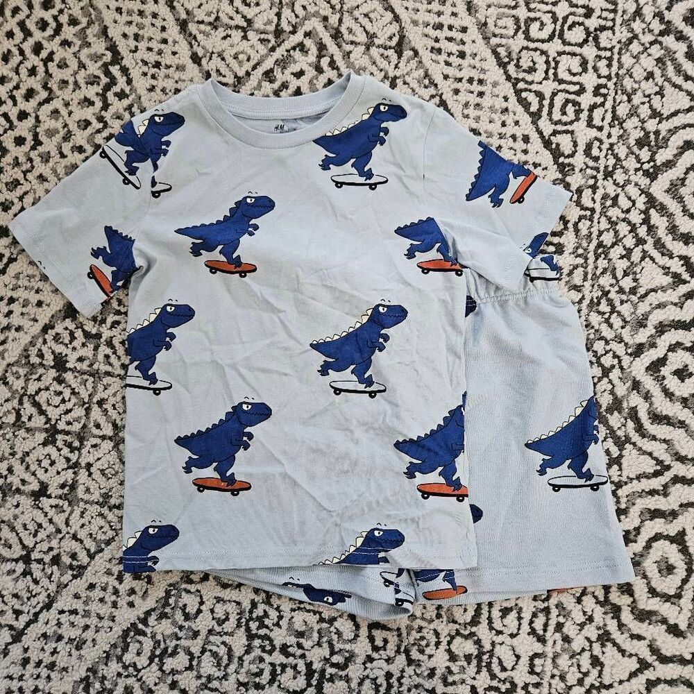 H&M Dinosaur Cotton Shorts Set Size 4-5Years